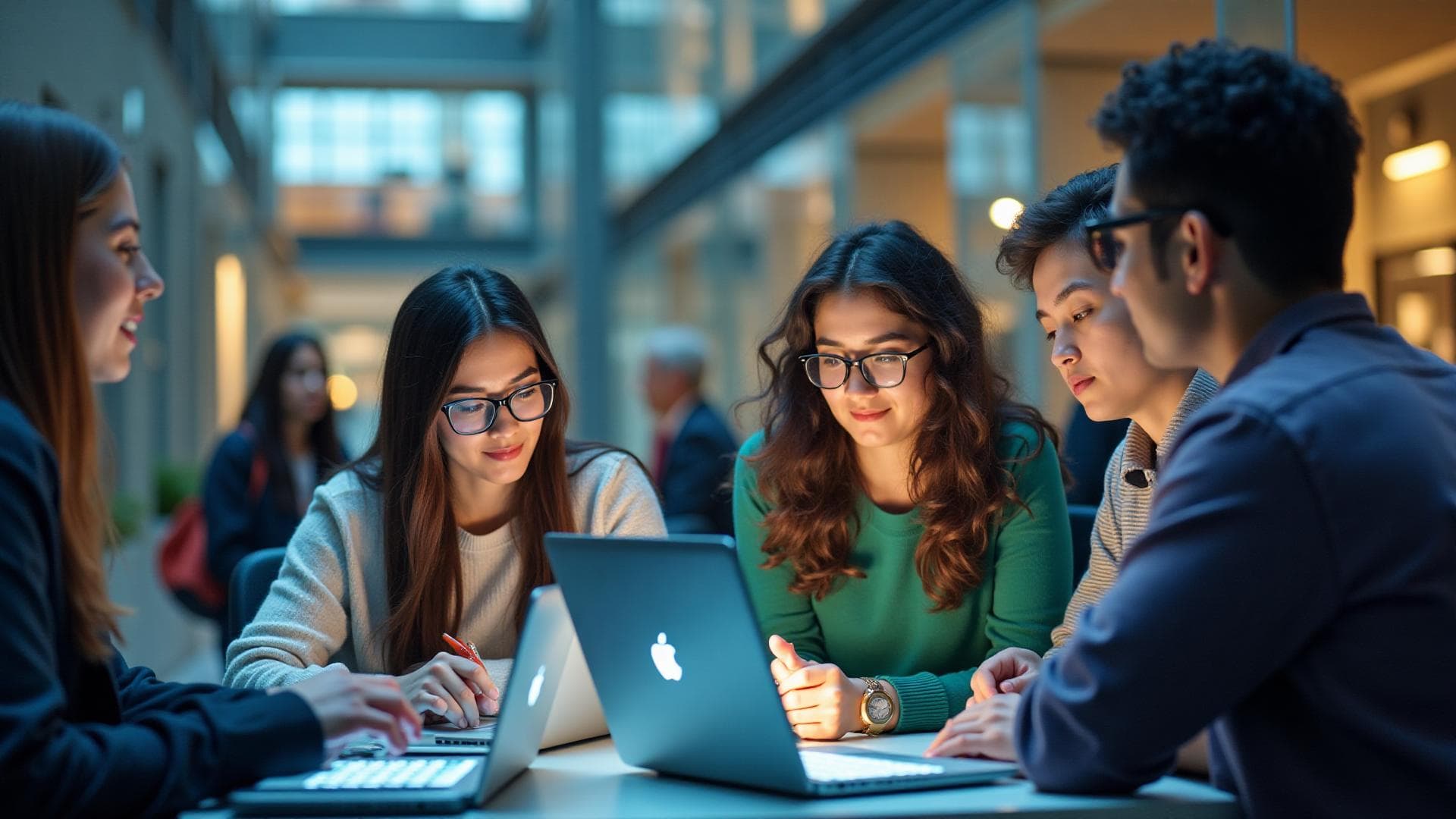 Collaborating team with laptop
